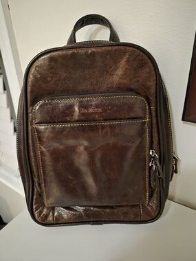 Womens Brown Genuine Leather Backpack Sling Bag Via Roma
